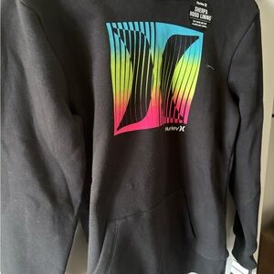 Hurley Black Crewneck Sweater with Neon Graphics